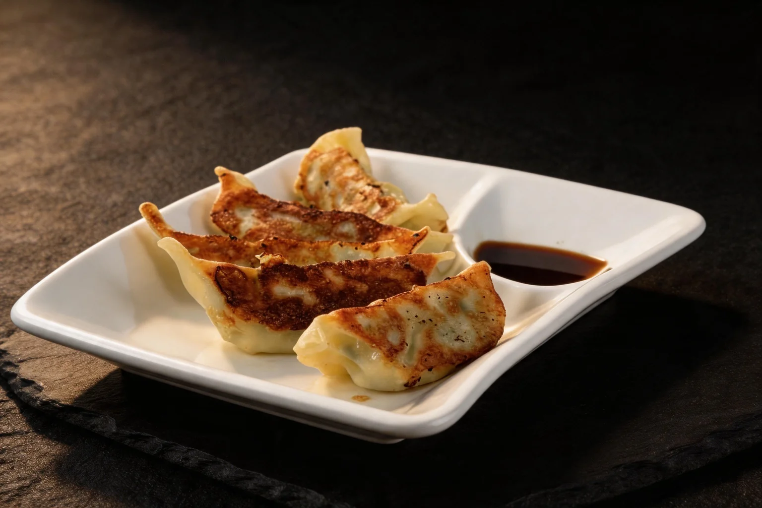 A plate of Japanese gyoza.